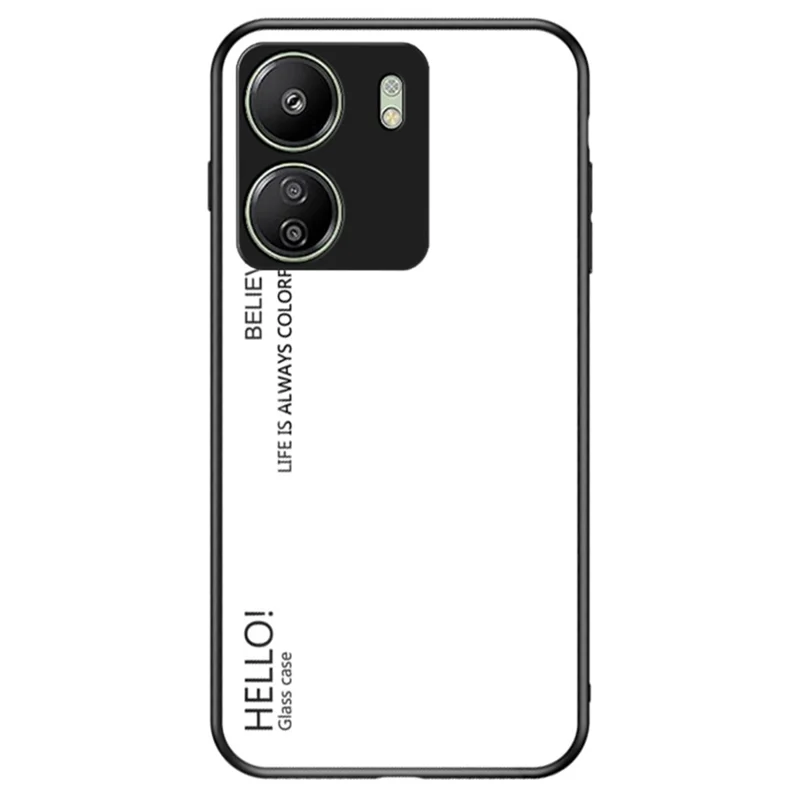 For Xiaomi Redmi 13C 4G / Poco C65 4G Tempered Glass Case Gradient Phone Cover - White