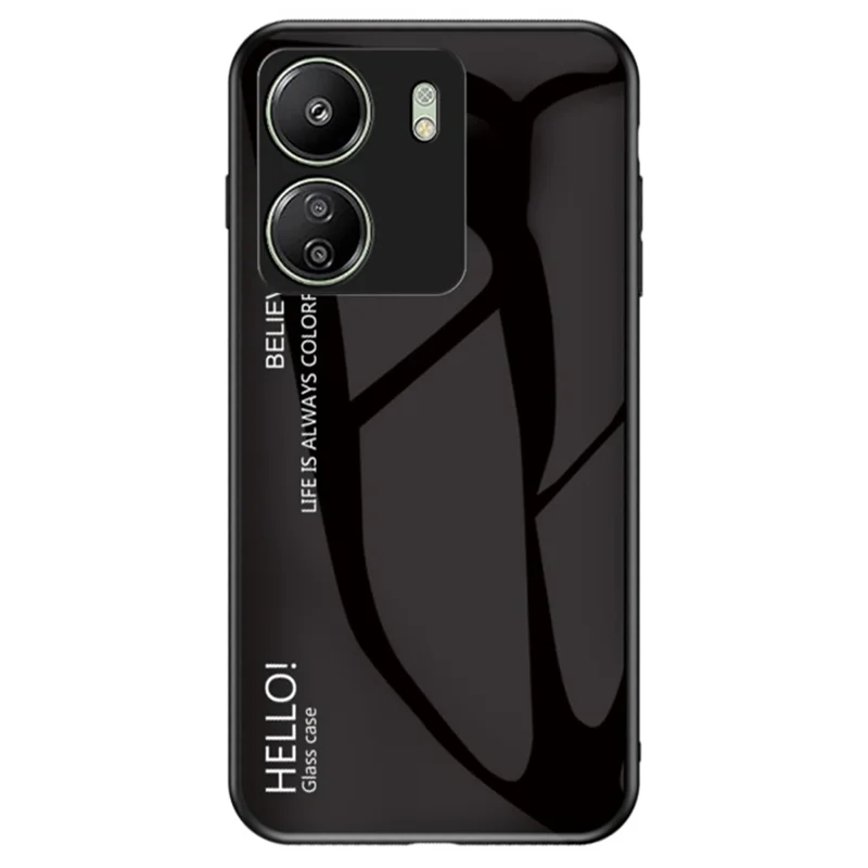Til Xiaomi Redmi 13C 4G / Poco C65 4G Hærdet Glas Case med Farvegradient - Sort
