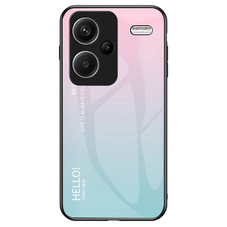Para Xiaomi Redmi Note 13 Pro+ 5G Gradient Tempered Glass Case Drop Protection - Gradient Pink Blue