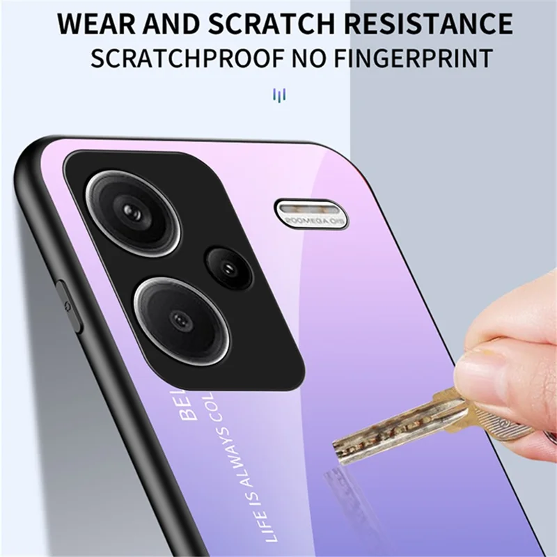 For Xiaomi Redmi Note 13 Pro+ 5G Gradient Tempered Glass Case Drop Protection - Gradient Black Grey