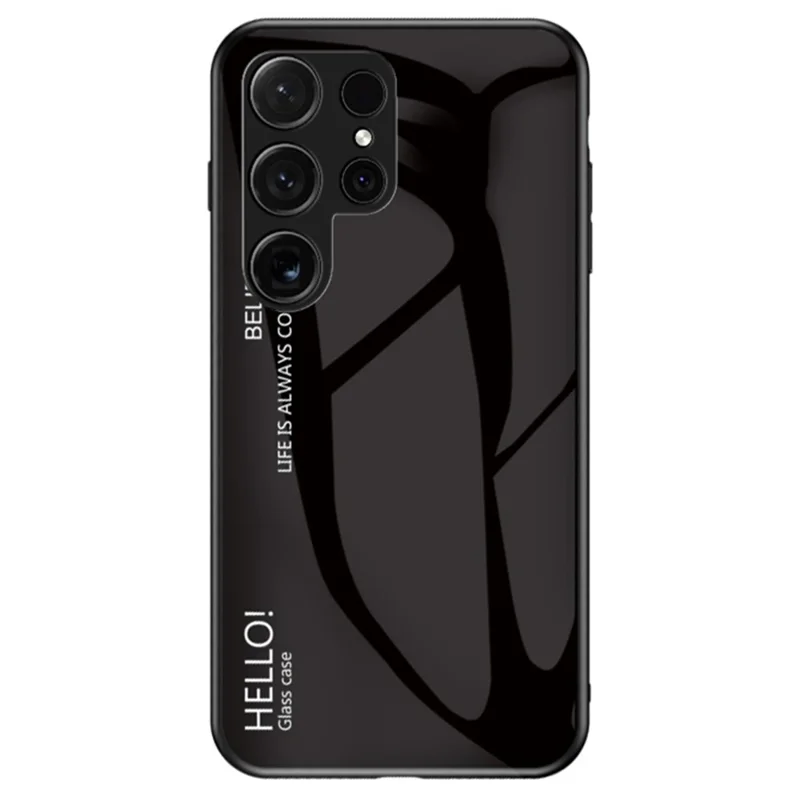 For Samsung Galaxy S24 Ultra Tempered Glass Case PC+TPU Protective Phone Cover - Black