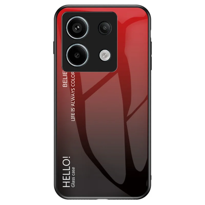 For Xiaomi Redmi Note 13 Pro 5G / Poco X6 5G Tempered Glass Case Shockproof Phone Cover - Gradient Red Black