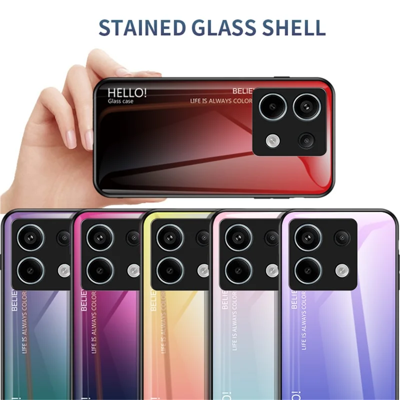 For Xiaomi Redmi Note 13 Pro 5G / Poco X6 5G Tempered Glass Case Shockproof Phone Cover - Gradient Blue Black
