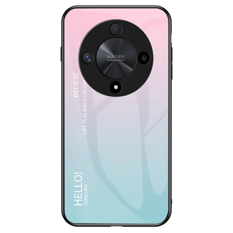 Чехол для телефона для Honor X9b 5G / Magic6 Lite 5G, противоударный чехол с закаленным стеклом+ПК+ТПУ - градиент розовый синий