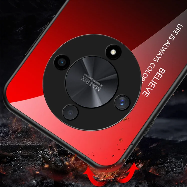 Чехол для телефона для Honor X9b 5G / Magic6 Lite 5G, противоударный чехол с закаленным стеклом+ПК+ТПУ - градиент розовый синий