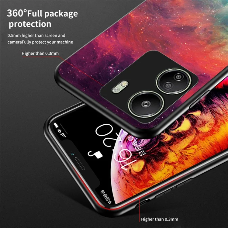 Für Xiaomi Redmi 13C 4G / Poco C65 4G Hülle Panzerglas+PC+TPU Rückabdeckung mit Sternenhimmel-Muster - Zerstreuter Sternenhimmel