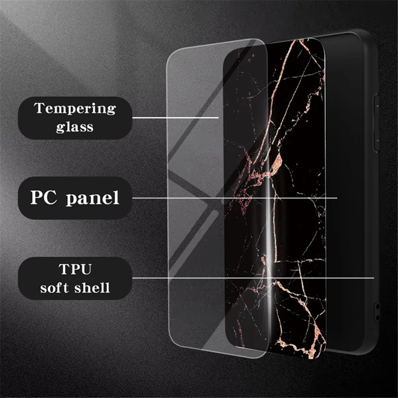 For Xiaomi Redmi Note 13 Pro+ 5G Cell Phone Case Marble Pattern Tempered Glass+PC+TPU Anti-drop Shell - Blood Red Marble