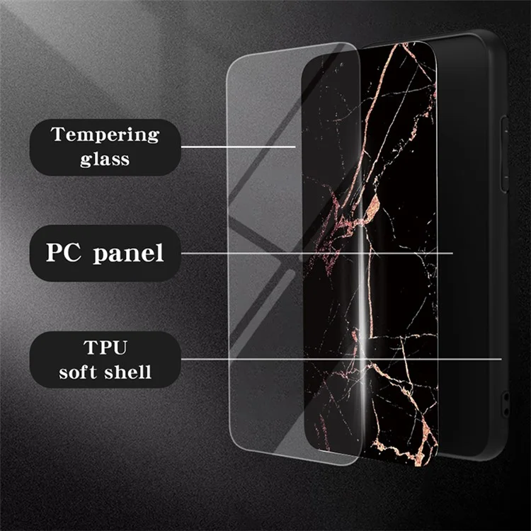 Чехол для Samsung Galaxy S24 Ultra Anti-dust Tempered Glass+PC+TPU Cover with Printed Marble Pattern - White Marble