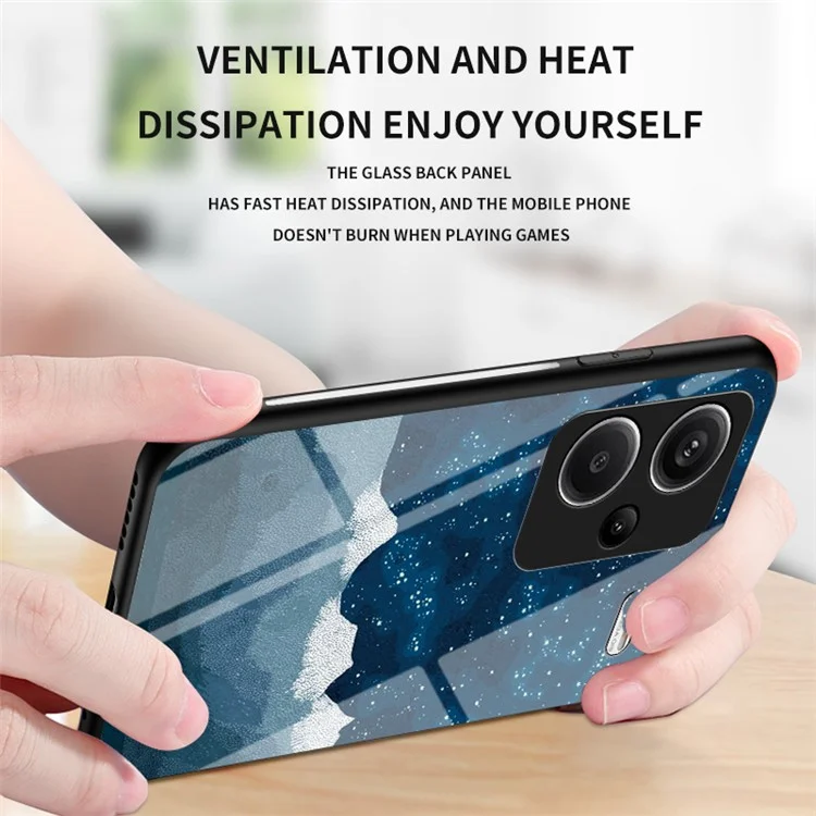 Pour Xiaomi Redmi Note 13 Pro+ 5G Étui Slim-Fit Motif Ciel Étoilé Verre Trempé+PC+TPU Housse de Téléphone Intelligent - Couleur Ciel Étoilé
