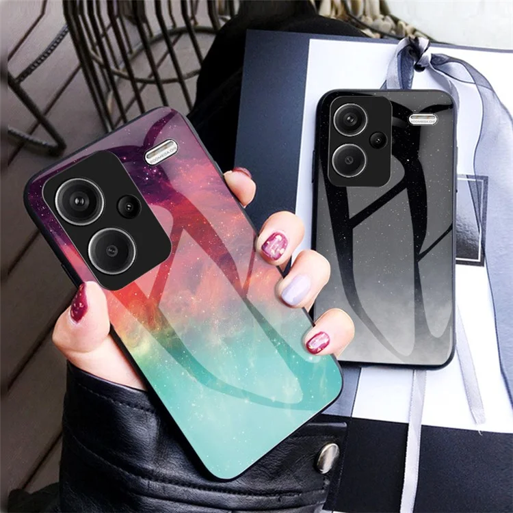 Pour Xiaomi Redmi Note 13 Pro+ 5G Étui Slim-Fit Motif Ciel Étoilé Verre Trempé+PC+TPU Housse de Téléphone Intelligent - Couleur Ciel Étoilé