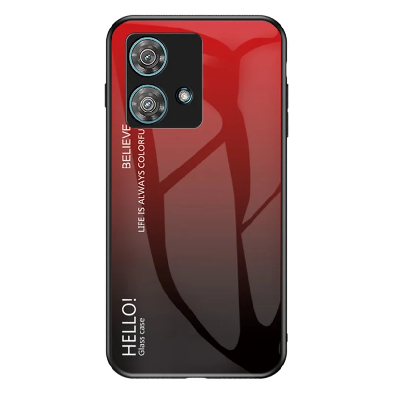 Para Motorola Edge 40 Neo 5G Cristal Templado+PC+Funda de Teléfono TPU Anti-caída - Degradado Rojo Negro