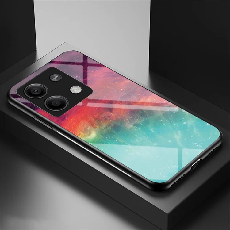 For Xiaomi Redmi Note 13 5G Case Tempered Glass+PC+TPU Phone Back Protector with Starry Sky Pattern - Color Starry Sky