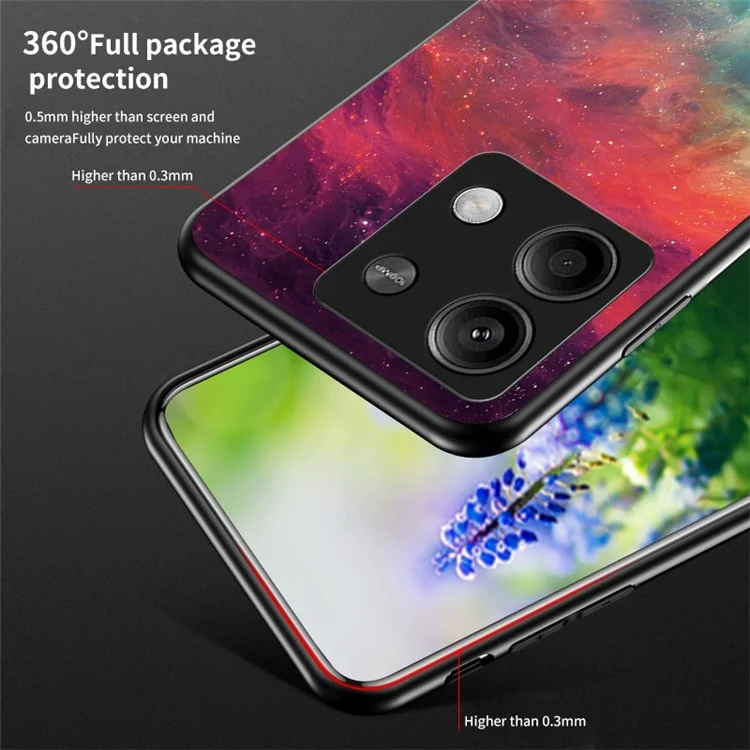 For Xiaomi Redmi Note 13 5G Case Tempered Glass+PC+TPU Phone Back Protector with Starry Sky Pattern - Color Starry Sky