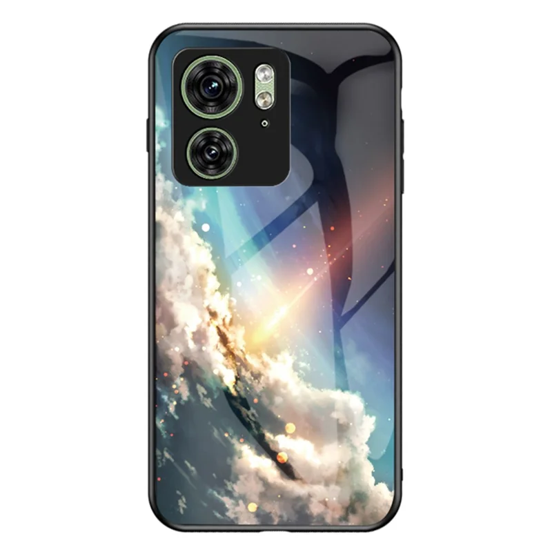 For Motorola Edge 40 5G Phone Cover Starry Sky Pattern Anti-fall Tempered Glass+PC+TPU Case - Bright Starry Sky