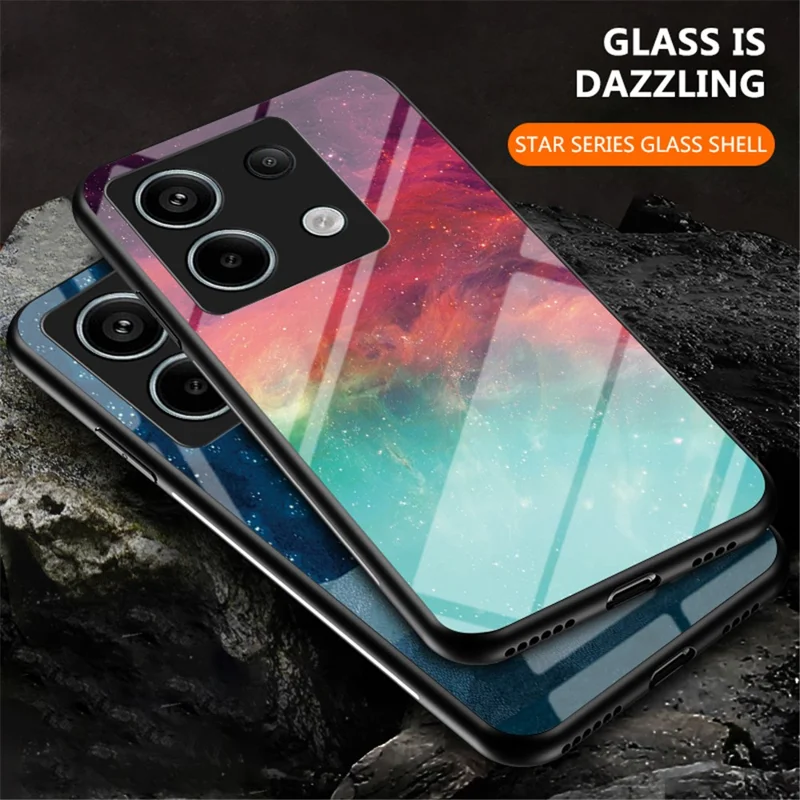Phone Cover for Xiaomi Redmi Note 13 Pro 5G / Poco X6 5G Case Tempered Glass+PC+TPU Starry Sky Pattern Shell - Dream Starry Sky