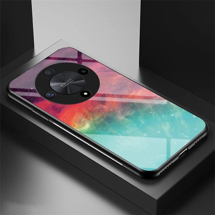 Для Honor X9b 5G / Magic6 Lite 5G Чехол с противопылевым закаленным стеклом + PC + TPU Умный чехол для телефона со звездным узором - Цвет Звездное небо