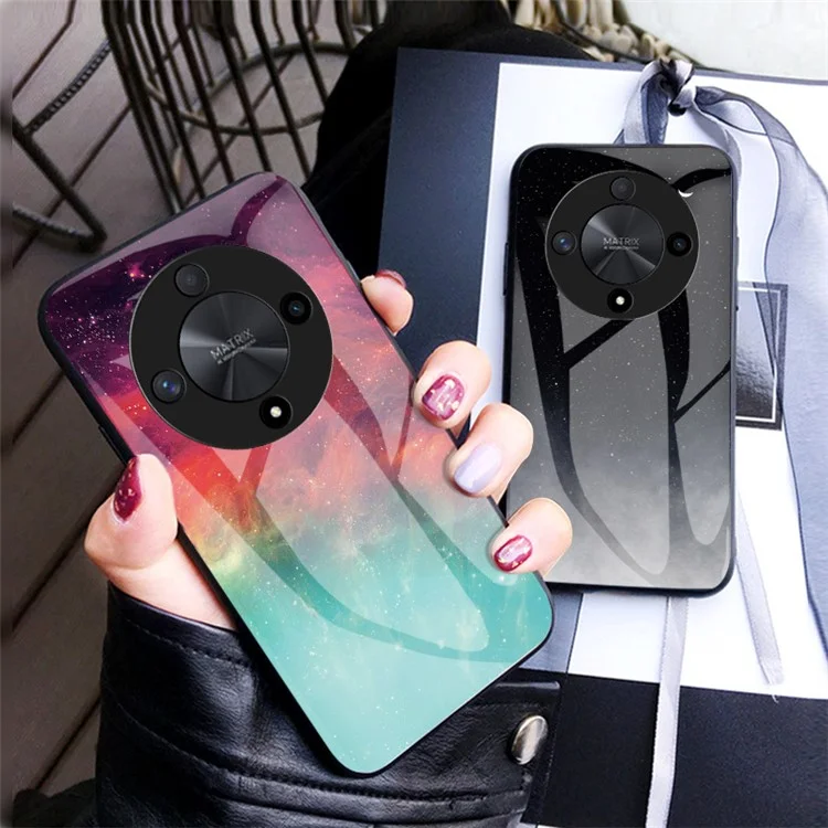 For Honor X9b 5G / Magic6 Lite 5G Hülle Anti-Staub Gehärtetes Glas+PC+TPU Smartphone-Cover mit Sternenhimmel-Muster - Dreamender Sternenhimmel