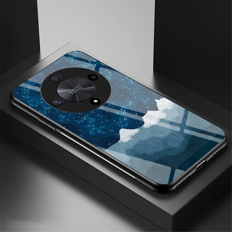 For Honor X9b 5G / Magic6 Lite 5G Case Anti-dust Tempered Glass+PC+TPU Smart Phone Cover with Starry Sky Pattern - Scattering Starry