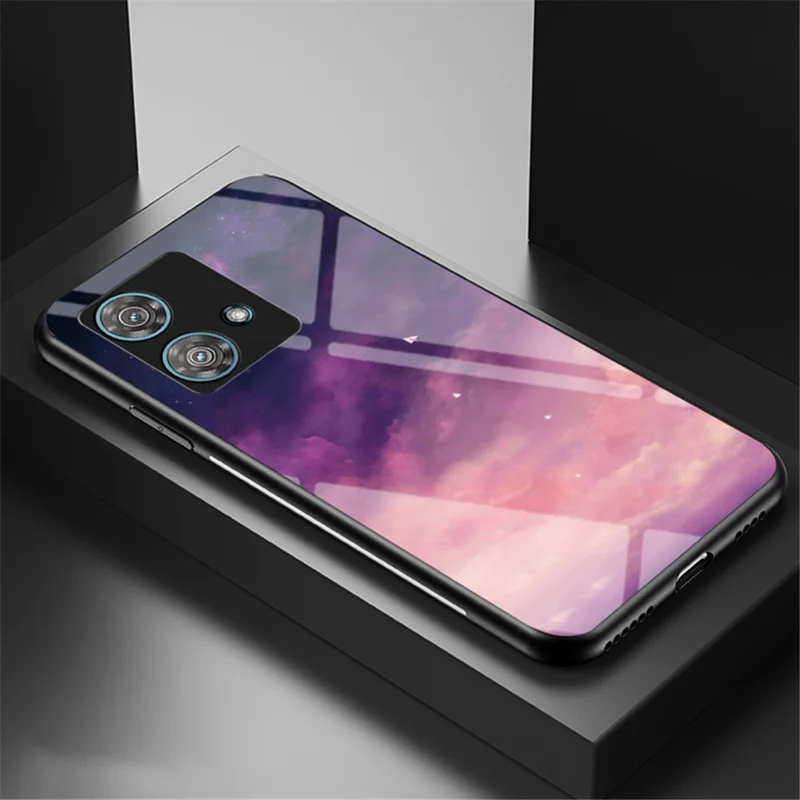 For Motorola Edge 40 Neo 5G Anti-Scratch Case Tempered Glass+PC+TPU Starry Sky Pattern Phone Shell - Dream Starry Sky