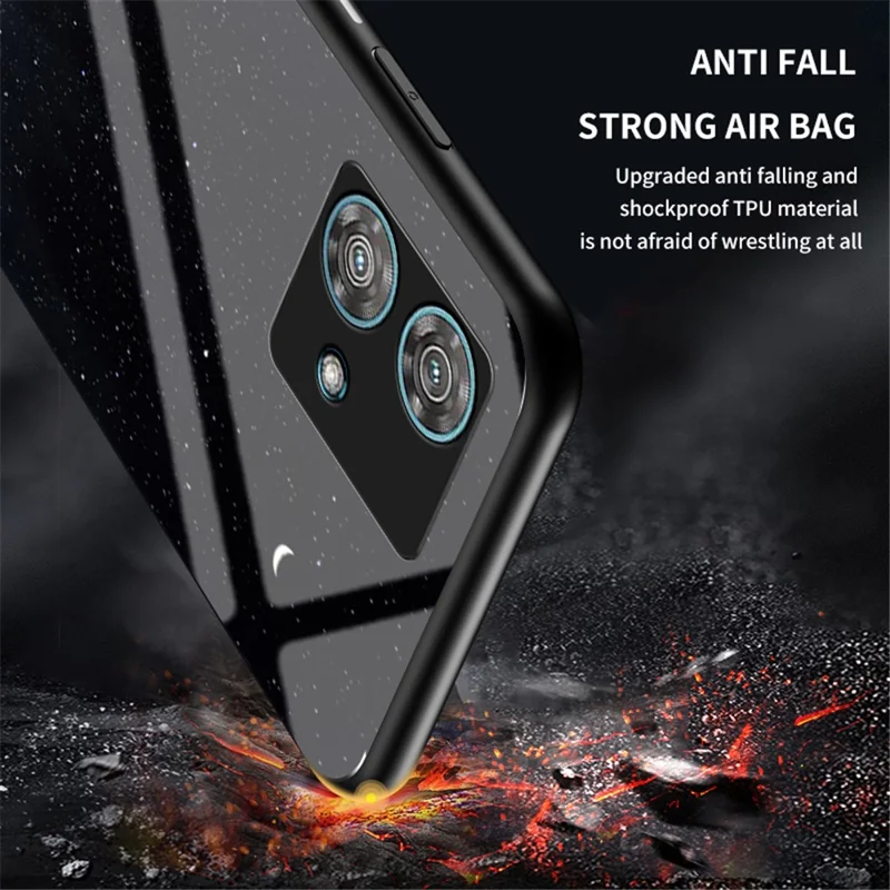 For Motorola Edge 40 Neo 5G Anti-Scratch Case Tempered Glass+PC+TPU Starry Sky Pattern Phone Shell - Dream Starry Sky