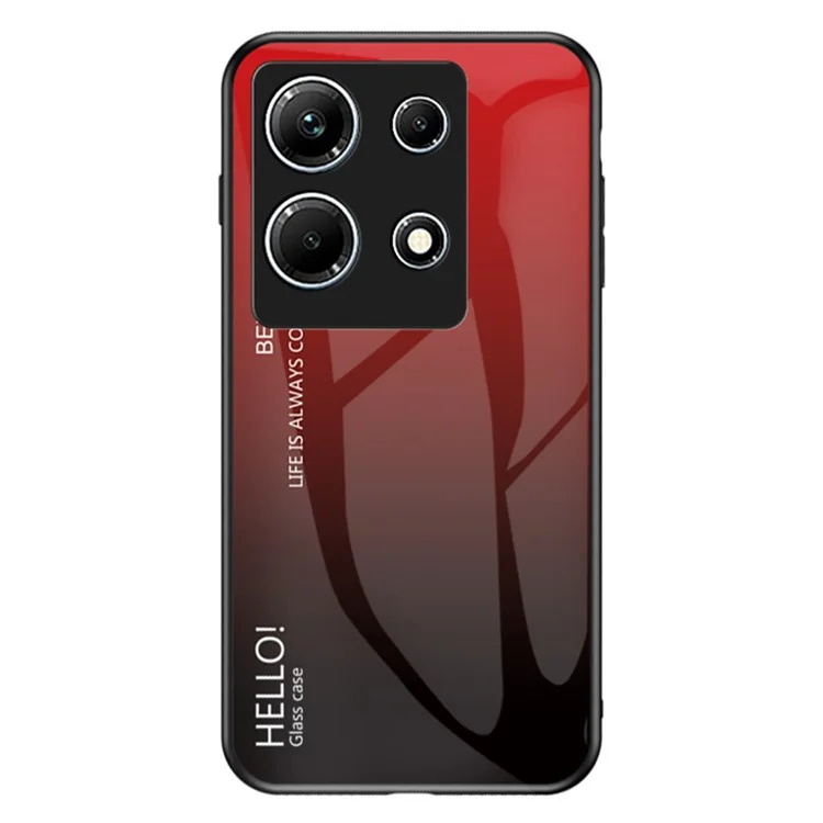 For Infinix Note 30 4G Case Tempered Glass+PC+TPU Phone Back Cover - Gradient Red Black