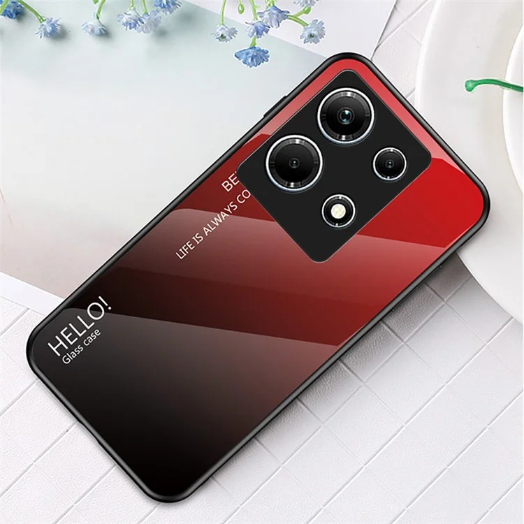 For Infinix Note 30 4G Case Tempered Glass+PC+TPU Phone Back Cover - Gradient Red Black