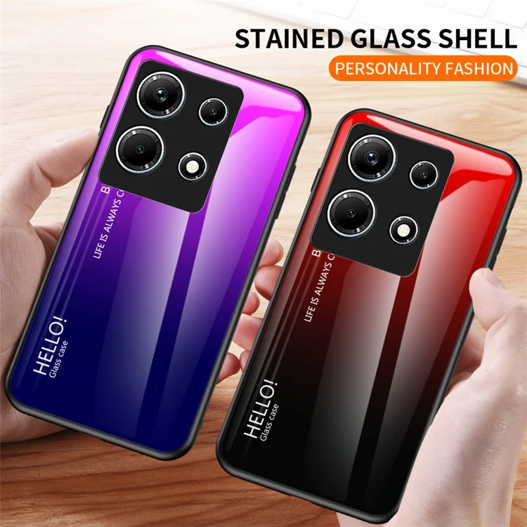 For Infinix Note 30 4G Case Tempered Glass+PC+TPU Phone Back Cover - Gradient Red Black