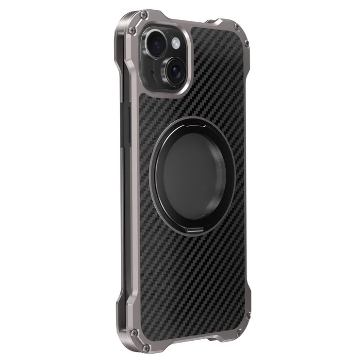 R-JUST RJ-51 Para iPhone 15 Funda de Teléfono de Aleación de Aluminio Cubierta Giratoria Soporte Plegable
