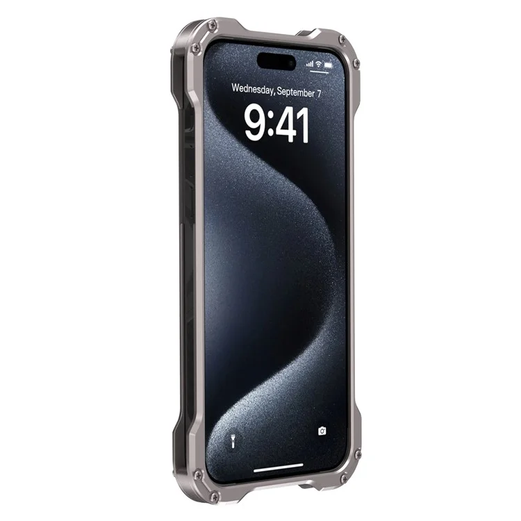 R-JUST RJ-51 Para iPhone 15 Funda de Teléfono de Aleación de Aluminio Cubierta Giratoria Soporte Plegable