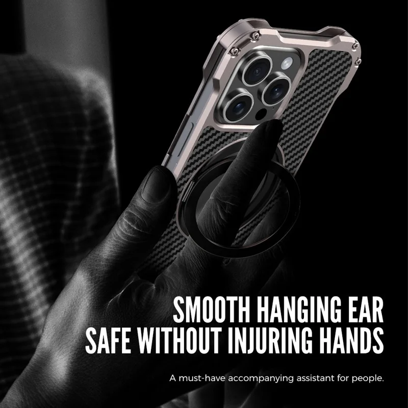 R-JUST RJ-51 Para iPhone 15 Pro Caso Magnético de Proteção contra Impactos Capa de Telefone em Liga de Alumínio