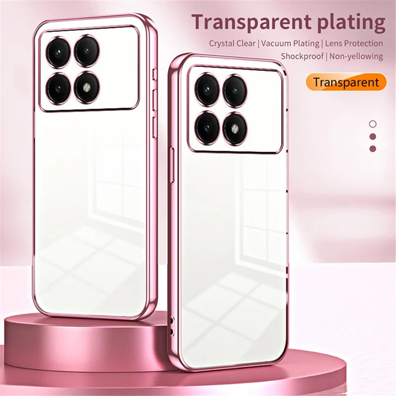 For Xiaomi Redmi K70E 5G / Poco X6 Pro 5G Cell Phone Case Soft TPU Electroplating Precise Lens Cutout Back Cover - Transparent