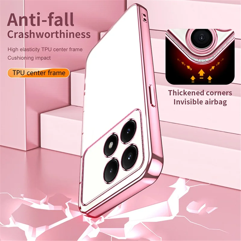 For Xiaomi Redmi K70E 5G / Poco X6 Pro 5G Cell Phone Case Soft TPU Electroplating Precise Lens Cutout Back Cover - Transparent