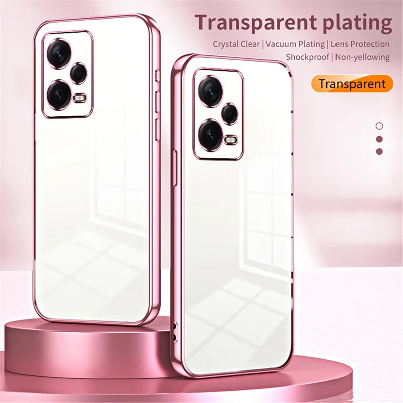 For Xiaomi Redmi Note 12 Pro+ 5G TPU Case Electroplating Precise Lens Cutout Back Shell - Transparent
