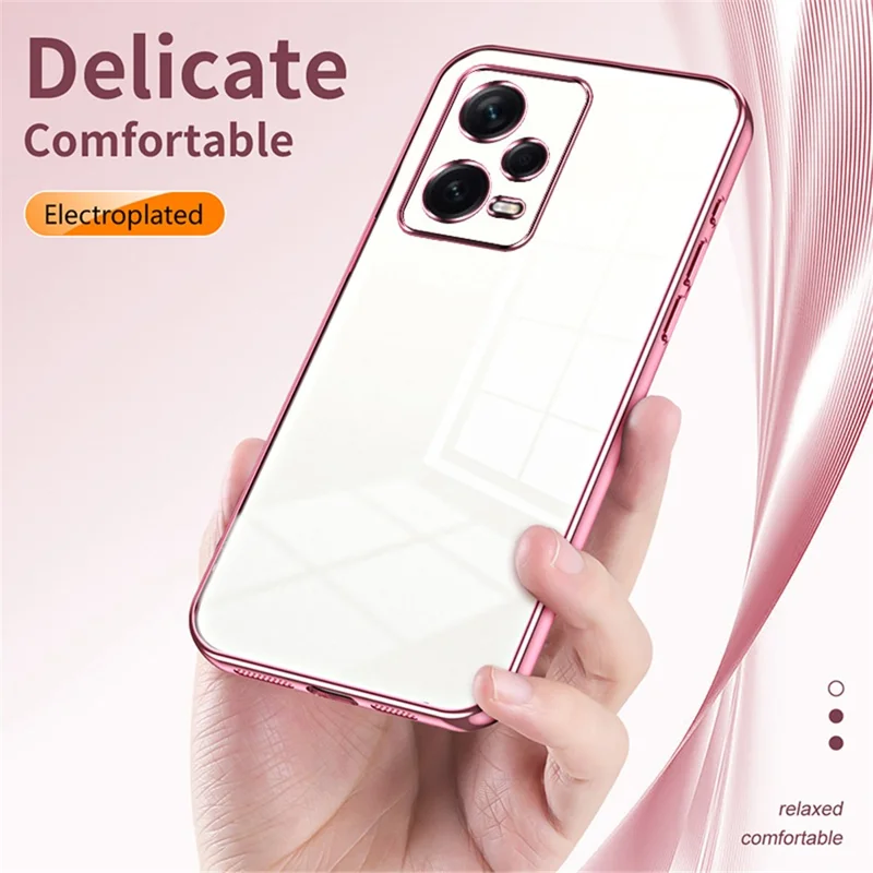 For Xiaomi Redmi Note 12 Pro+ 5G TPU Case Electroplating Precise Lens Cutout Back Shell - Transparent