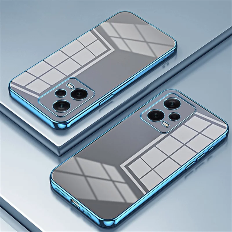 Obudowa TPU do Xiaomi Redmi Note 12 Pro+ 5G, powłoka elektrolityczna, precyzyjne wycięcia obiektywu, tylna pokrywa - niebieska