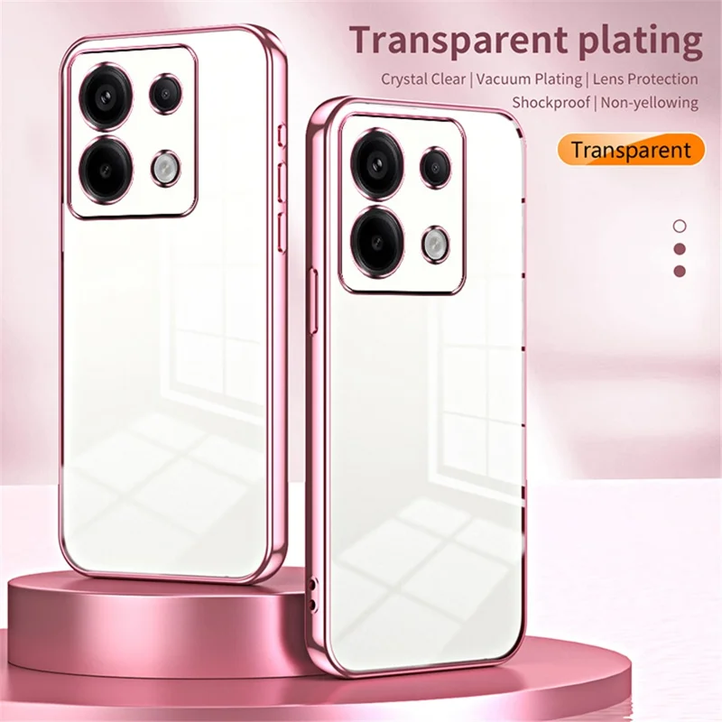 For Xiaomi Redmi Note 13 Pro 5G / Poco X6 5G Case Stødfast TPU Elektropladeret Præcis Linsesnit Telefonbeskyttelse - Transparent