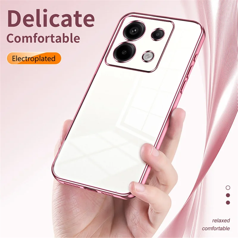 For Xiaomi Redmi Note 13 Pro 5G / Poco X6 5G Case Stødfast TPU Elektropladeret Præcis Linsesnit Telefonbeskyttelse - Transparent