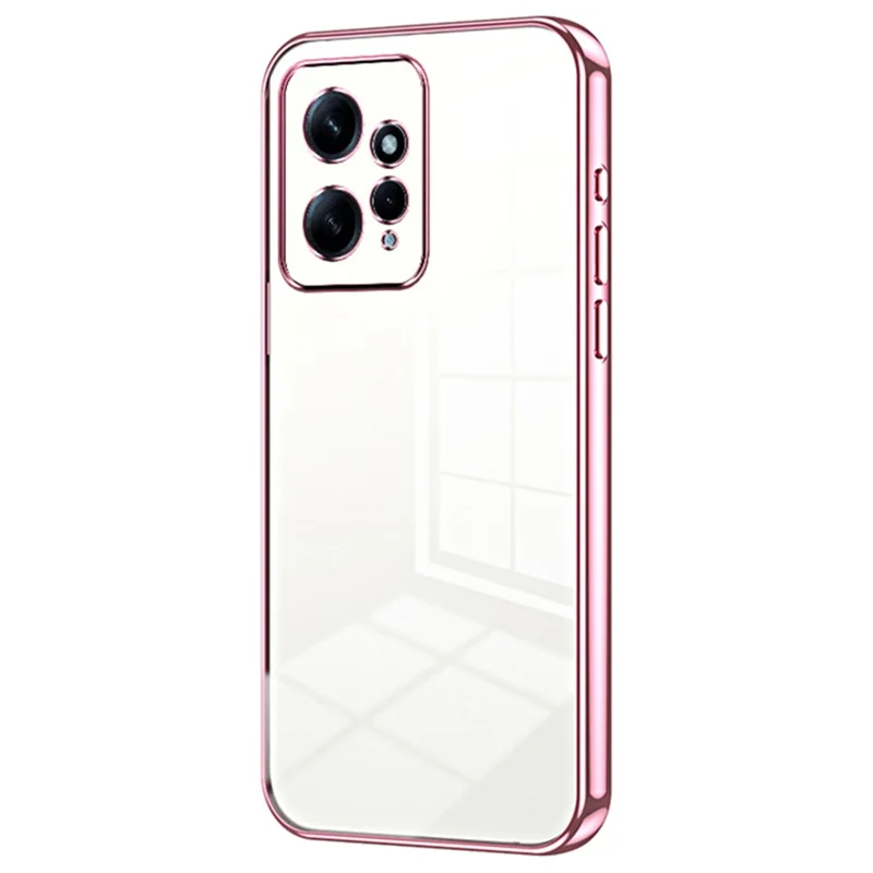 For Xiaomi Redmi Note 12 4G TPU Case Electroplated Crystal Clear Precise Lens Cutout Phone Cover - Pink