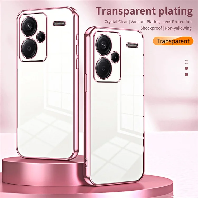 For Xiaomi Redmi Note 13 Pro+ 5G Case Crystal Clear Soft TPU Phone Shell with Precise Lens Cutout - Pink