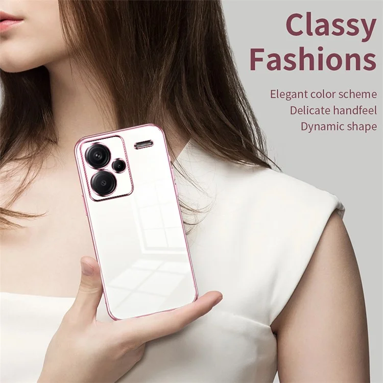 For Xiaomi Redmi Note 13 Pro+ 5G Case Crystal Clear Soft TPU Phone Shell with Precise Lens Cutout - Pink