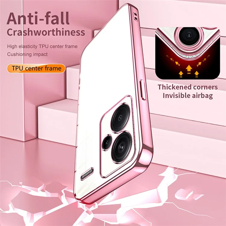 For Xiaomi Redmi Note 13 Pro+ 5G Case Crystal Clear Soft TPU Phone Shell with Precise Lens Cutout - Pink