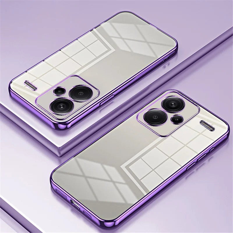 For Xiaomi Redmi Note 13 Pro+ 5G Case Crystal Clear Soft TPU Phone Shell with Precise Lens Cutout - Purple
