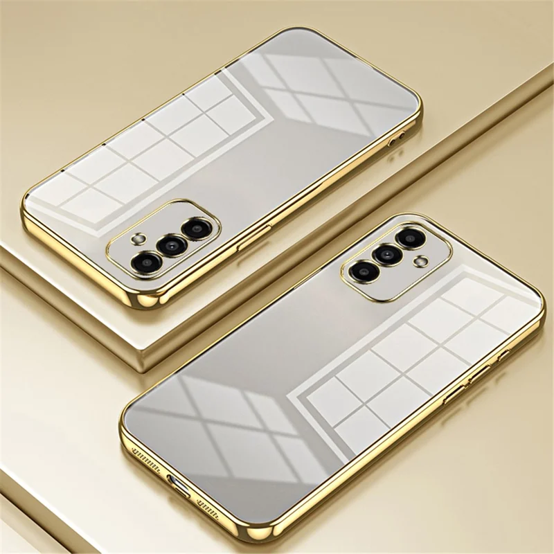 For Samsung Galaxy A14 5G / 4G Case Shockproof Crystal Clear Soft TPU Phone Back Protector - Gold