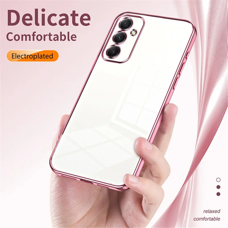 For Samsung Galaxy A34 5G Phone Cover Electroplated Precision Hole TPU Case - Pink
