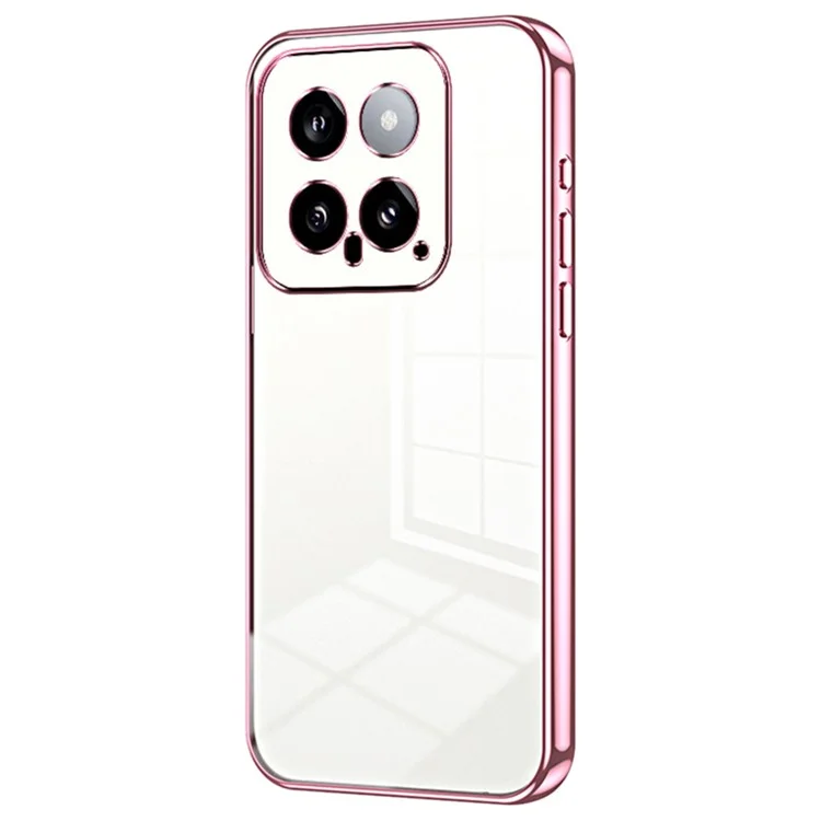 For Xiaomi 14 TPU Phone Case Electroplated Frame Protective Cover - Pink