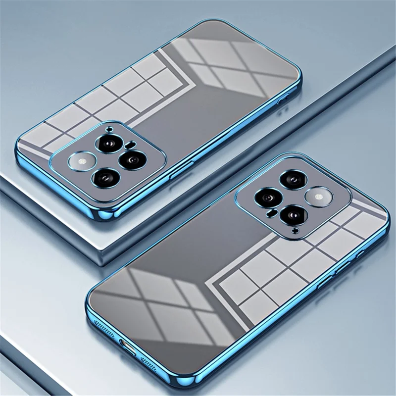 For Xiaomi 14 TPU Phone Case Electroplated Frame Protective Cover - Blue