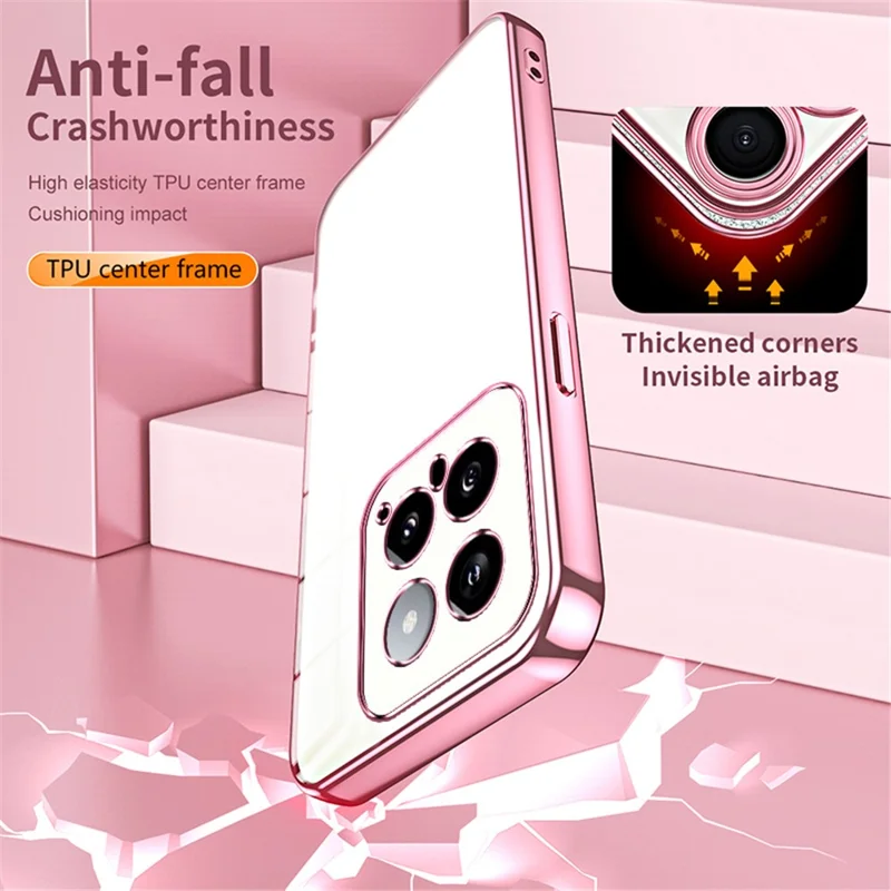 For Xiaomi 14 TPU Phone Case Electroplated Frame Protective Cover - Blue