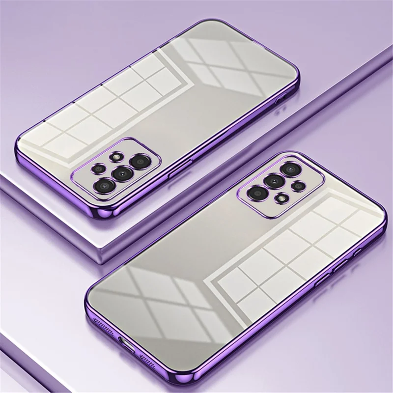 For Samsung Galaxy A13 4G TPU Case with Precision Holes Electroplated Edge - Purple