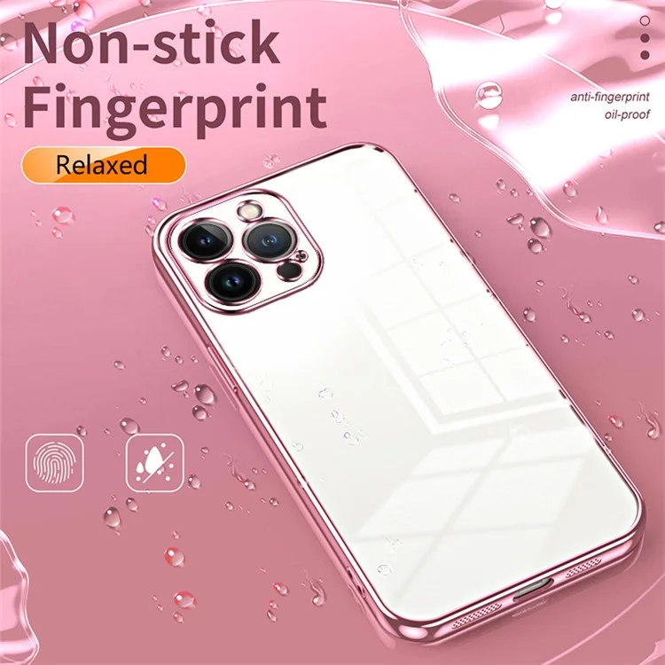 Pour iPhone 13 Pro Max Fine-Cut TPU Coque de téléphone Cadre Électroplaqué - Rose
