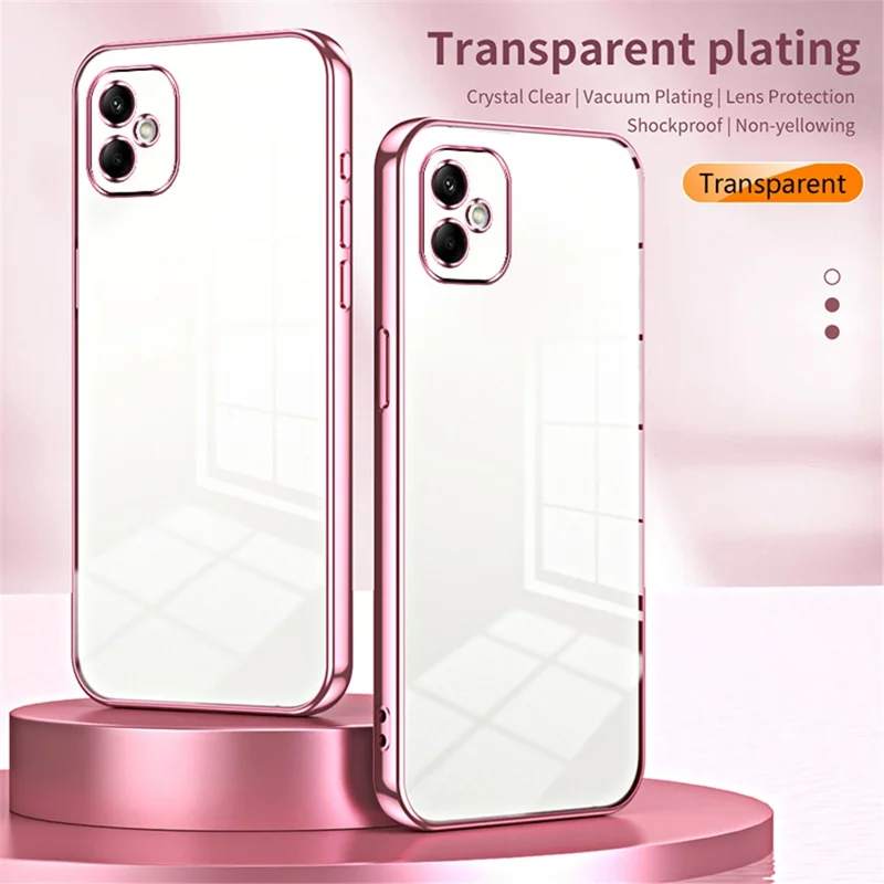 For Samsung Galaxy A05 4G Electroplate TPU Case Precision Cutouts Phone Cover - Pink